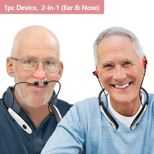 650nm Red Light Ear and Nose Therapy Device for Tinnitus Otitis Media Rhinitis Reduces Inflammation Promoting Blood Circulation with Silicone Caps for Both Ears and Nose 2-in-1 Physiotherapy Health Care