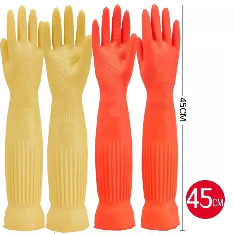 Heavy Duty Latex Cleaning Gloves - Soft, Extended Length, Thick, Tear-Resistant Home Care Gloves for Kitchen, Laundry Use