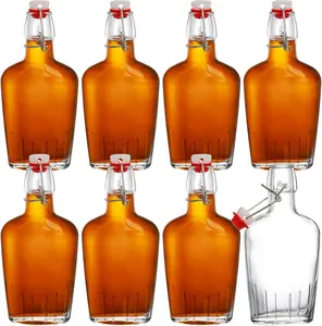 Set of 8 Swing Top Glass Flask, 8.5 Oz Clear Glass   Flask Pocket Drinking Flasks with Airtight Stopper, Easy Cap  Bottle for , , 2nd Fermentation Brewing Bottle