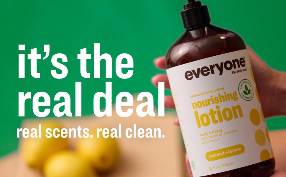 Everyone 2-in-1 Hand & Body Lotion, Citrus & Mint with Essential Oils, 32 oz Bottles (Pack of 2), Moisturizing Lotion for Dry Skin, Non-Greasy Hydrating Cream for Men & Women, Natural Skin Care Formula