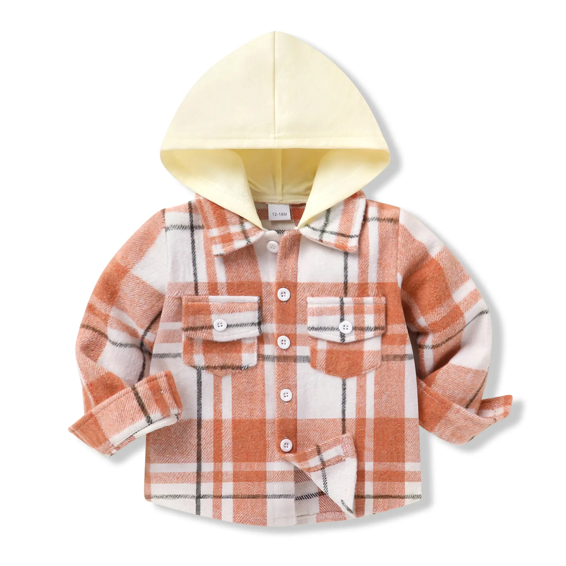 Toddler Kids Boys Girls Flannel Hooded Plaid Shirt Button Baby Red Clothes