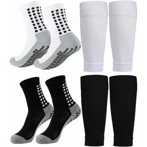 Soccer Grip Socks,Shin Guard Sleeves for Football Basketball for Men and Women