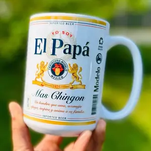 Mexican Gift for Him/Her, Custom El Papá Mas Chingon El Mamá Mas Chingona Coffee Mug, Modelo Especial Beer Style Cup for Father’s Day Mothers Day, Gift for Latino, Reusable Washable Ceramic Drinkware 11oz 15oz