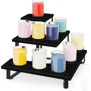 3-Tier Wooden Display Riser Stand, Portable Shelf Rack for Retail, Countertop, Craft Shows, Farmers Market Vendors