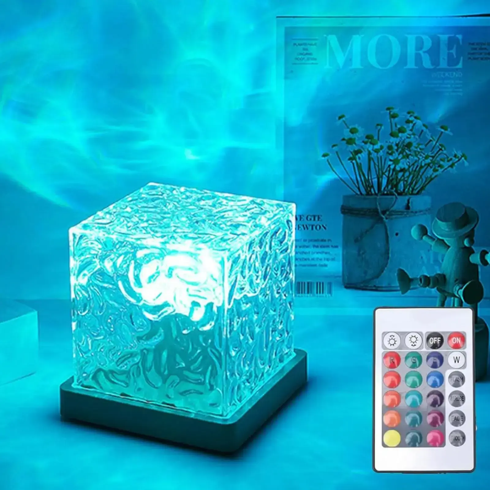 16-color Changing LED Water Ripple Aurora Projector Night Light, Crystal Design Ambient Decoration Lamp, USB Powered LED Color Changing Nightlight, Decorative Modern Night Lights, Home Decor, Gift #TiktokShopSpringGlowUp