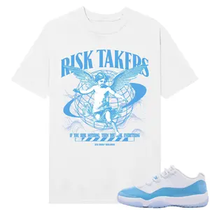 Unisex T-shirt To Match Sneakers Jordan 11 Low University Blue - Risktakers Worldwide. 100% Cotton for Casual Wear. Comfortable Summer Unisex T-Shirt to match Jordan Sneaker. Streetwear Style. urban outfitters