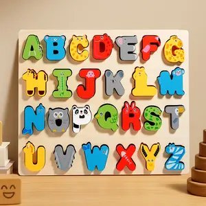 Montessori Early Education Wooden Number Letter Puzzle Matching Blocks, Hand Grip Board Puzzle Educational Toy, Number Counting Blocks