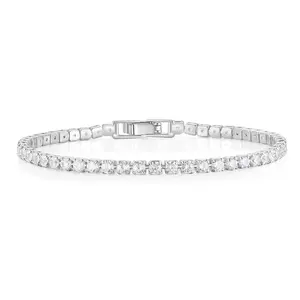 EAMTI 3mm Cubic Zirconia Classic Tennis Bracelet Silver Round Charm CZ Bracelets for Women