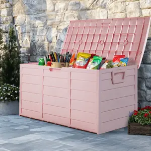 75gal 280L Outdoor Garden Plastic Storage Deck Box Chest Tools Cushions Toys Lockable Seat