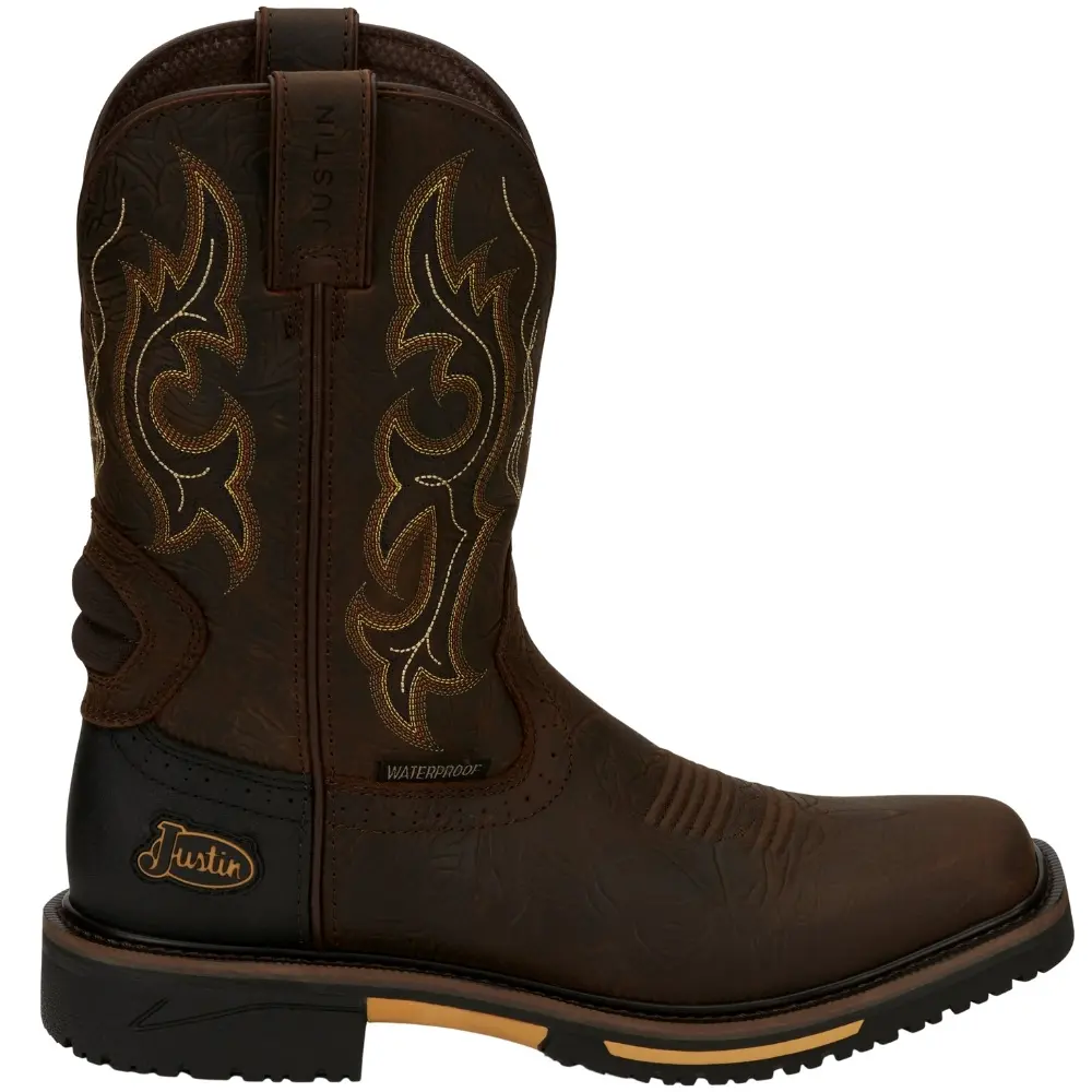 Justin Original Workboots Mens Joist 11 Inch Waterproof Soft Toe  Work/Duty - Brown