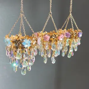 Mini floral chandelier car charms decors