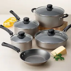 Tramontina 9-Piece Nonstick Cookware Set | Aluminum Pots & Pans with Glass Lids for Everyday Cooking