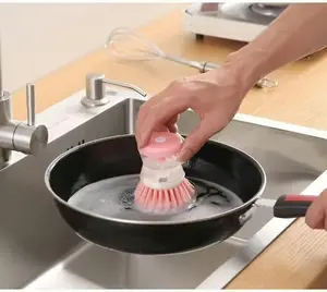 Dish Washer Cleaning Brush, (Pack of 3) Pink, Green and Violet Bristles for Kitchen Use all-purpose cleaner Plastic Steel power scrubber Portable Window