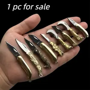 Mini Copper Folding Knife Keychain, Multifunctional Portable Pocket Knife, Compact Design for Outdoor Fishing, Edc Tool, Compact Size, Survival Tools, Survival Gear, Survival Equipment
