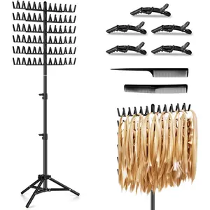 Braiding Hair Rack Height Adjustable 144 Pegs Braiding Rack Hair Extension Holder with Hair Braiding Tools Hair Divider Rack for Braiding Hair Separator Stand (black)