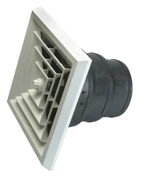 212 MAIN Havaco Quick Connect HT-GRB-S1 White Square Ceiling Diffuser with 8-7-6 in. Reducing Boot, Square Shape, Paintable, Custom Graphics