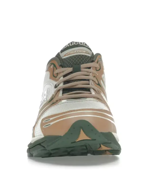 Saucony ProGrid Triumph 4 Men's Casual Sneaker-Trainer (MENS 5.5/WMNS 7, Cream/Doe), Brand New Footwear, No Box, Durable Synthetic Overlays, Sporty Chic, Green Trim