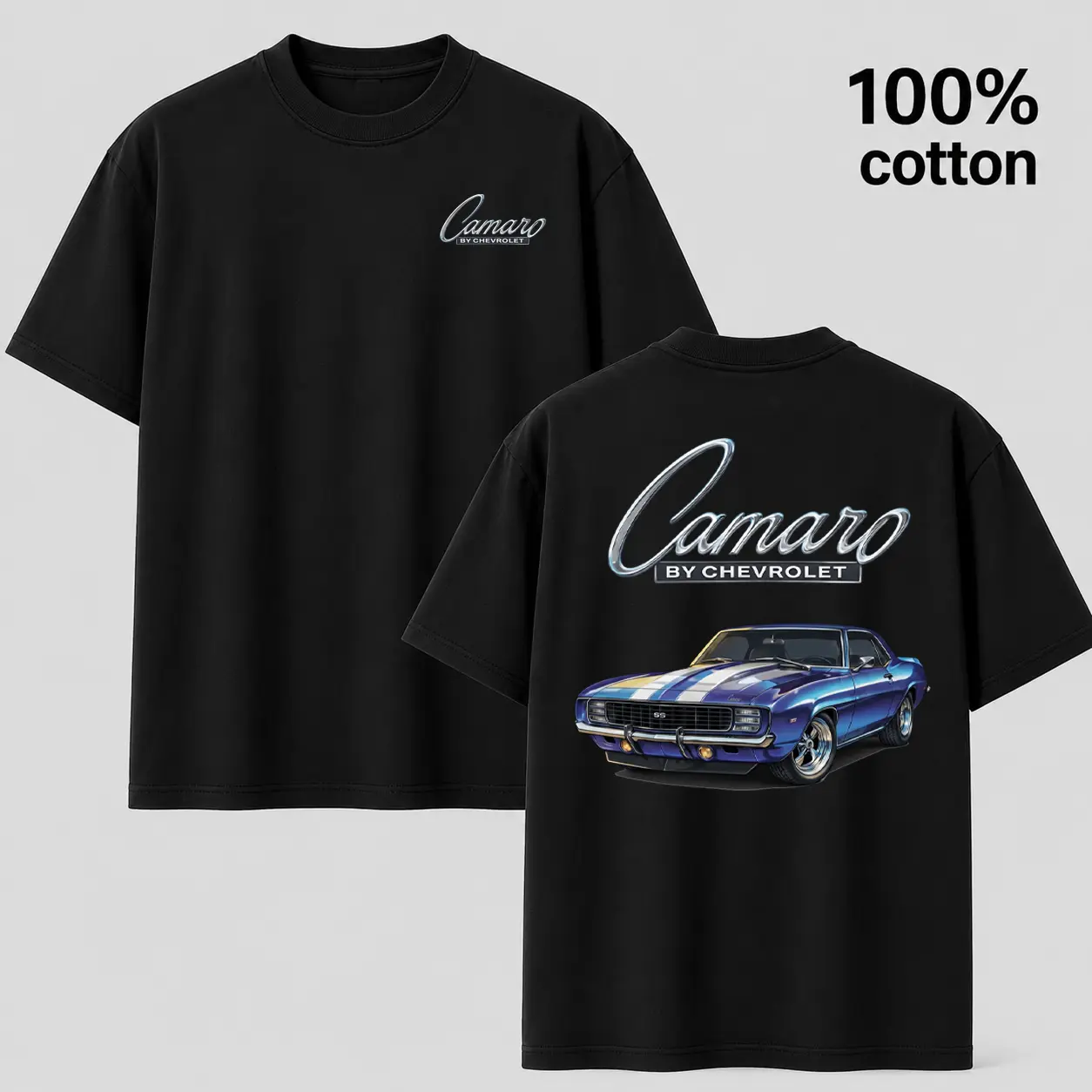 Vintage Chevrolet Camaro Graphic T-Shirt - Black Muscle Car Tee