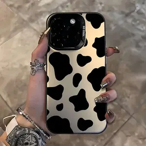 Cow Pattern Laser Fashion Phone Case Full Cover PC for iPhone 11 12 13 14 15 16 17 Pro Max, Stylish Protective Shell