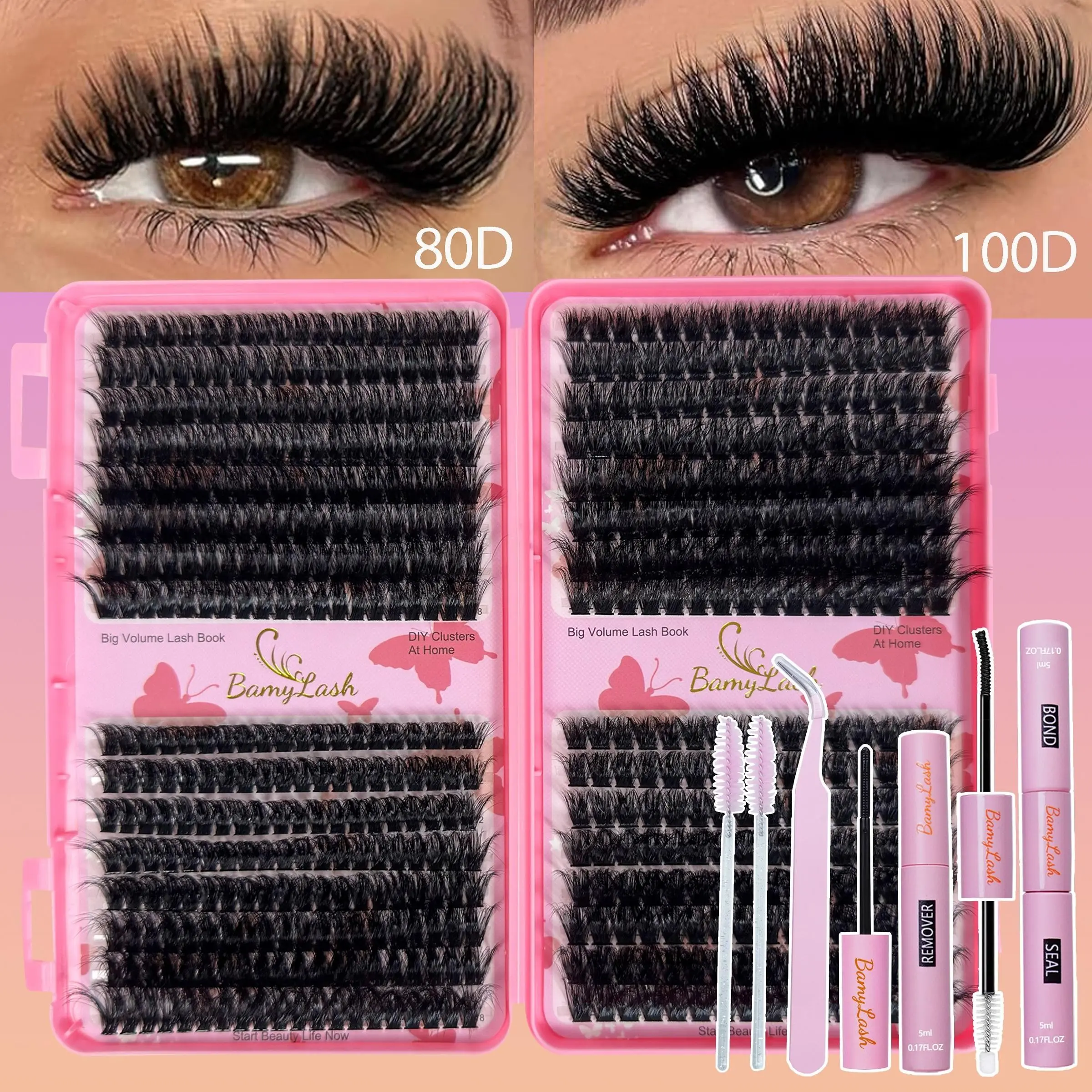 476-1856 Pcs Cluster Eyelash Kit, Mixed Length & Style D Curl 3D Lashes, Cluster False Lashes, Diy Lash Clusters, Synthetic Fiber, Includes Glue Remover Tweezer, Lash Extension, Beginner Friendly Eyelashes & Daily Makeup Use, DIY Eyelash Extensions