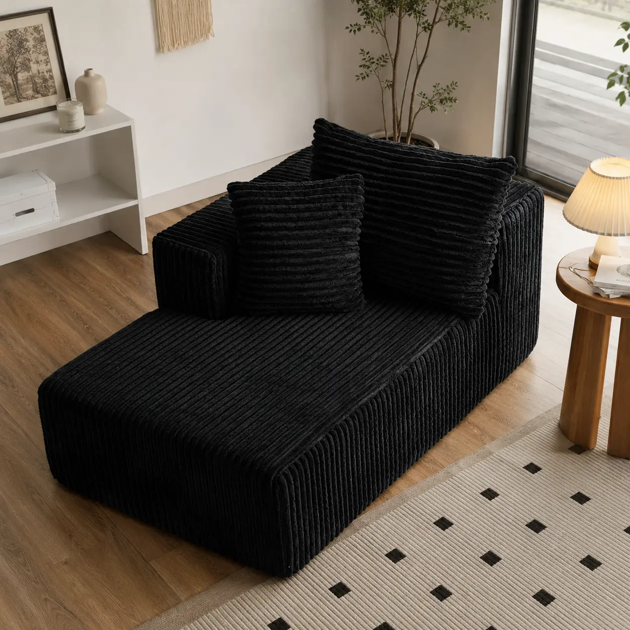 69“ Cloud Sofas No-Assembly Corduroy Sofa Bed, Modular Cloud Couch with Memory Foam & High-Density Sponge Fill, Removable Cover, Split-Back Floor Sofa Chair for Small Apartment Living Room sogood sofá de espuma alta densidad boneless sectional