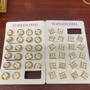 White & Black Clover fashion stud earrings