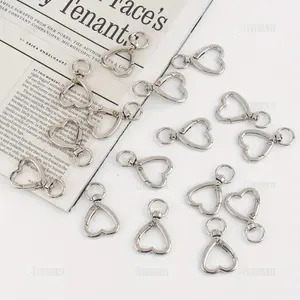 30PCS/Set Spring Snap Keychain Clip, DIY Creative Design Hanging Buckle Key Ring,Hanging Buckle Key Chains Accessories, Metal Heart-Shaped DIY Creative Key Holder, Keychain Accessories