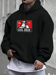 Men's Casual Hooded Sweatshirt with Pockets, Fashion Gorilla Print, Comfortable Fabric, Loose Fit, Fall & Winter Wear