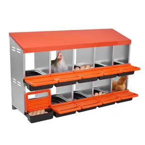 【Summervibes】VEVOR 2 Tiers Chicken Nesting Boxes, 10 Compartments, Metal Egg Laying Boxes with Protective Collection Lids, Roll Out Nesting Box, Easy to Assemble, Ideal for Hens, Ducks, Chickens, and Other Poultry