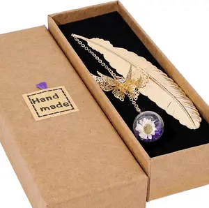 Toirxarn Metal Feather Bookmark with Butterfly Charm – Christmas Gifts for Women, Mom, Teachers, Book Lovers – Stocking Stuffers, Secret Santa, Birthday & Holiday Gift Box CY