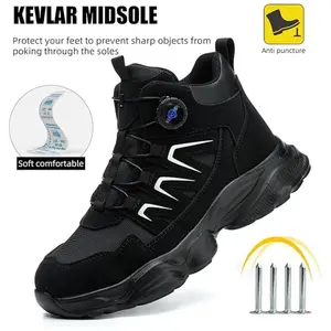 Work shoes men high lightweight safety boots women breathable safety shoes sporty steel toe cap shoes work