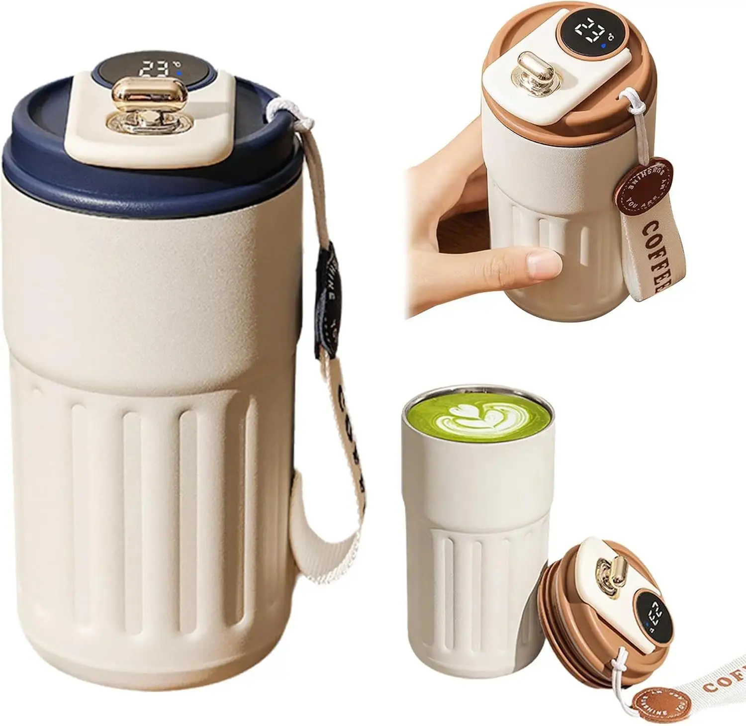 316 Stainless Steel Travel Mug with LED Temperature Display 420ml Portable Insulated Tumbler for Hot Cold Beverages Camping School Travel,Durable, portable, best birthday gift
