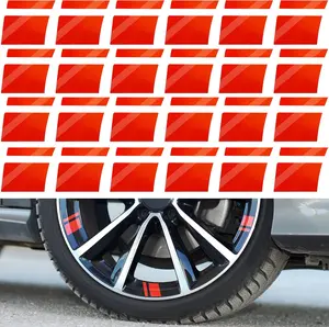 24 count Wheel Rims Decal Stripes Reflective  Stickers Wheel Hub Stickers Automotive  for 18-21 Inch Wheels Tire Rim Safety Automotive Exterior Accessories (Red)