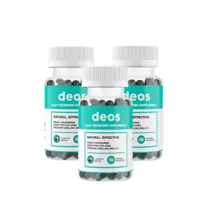 DEOS Full Body Deodorant Supplement - Natural Effective Formula for Fresh Underarms & Private Area - 30 Capsules per Bottle - 3 Pack Bundle Save $60