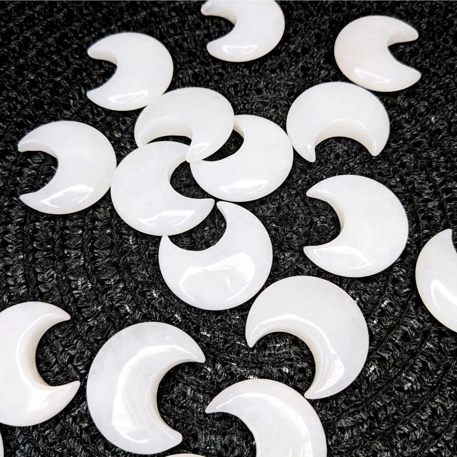 Snow Quartz Crescent Moon Carving