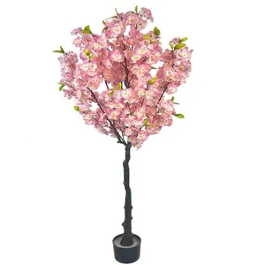 【GARVEE】Cherry Blossom Artificial Tree, 4Ft Tall Realistic Fake Tree Decor with Pink Silk Blossoms and Leaves, Ideal Indoor Plant for Home, Living Room, Office, or Gift in Pink