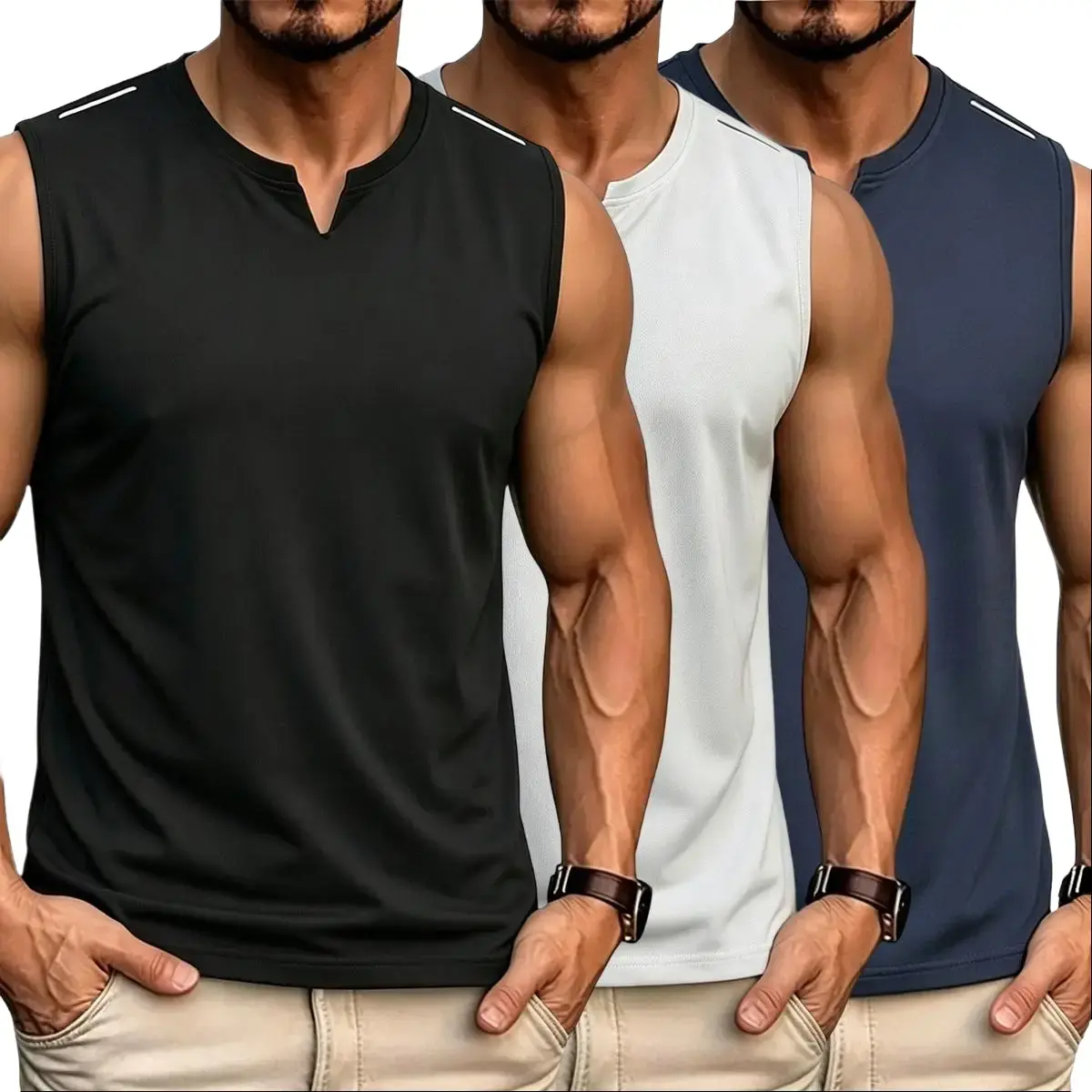 Men's Athletic Sleeveless Sports Vest 3-Pack Shirt - Quick-Dry, Breathable, Moisture-Wicking, Ultra-Lightweight Workout Top for Gym, Running, Machine Washable, Athletic Sleeveless Men's Sports Vest