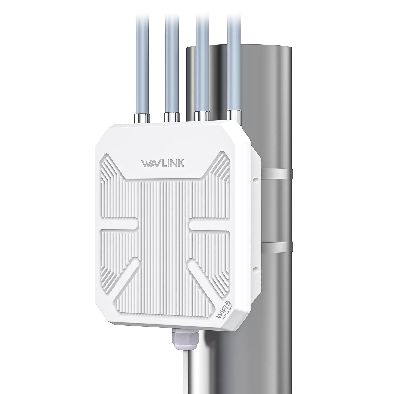 WAVLINK AX3000 Outdoor Dual Band WiFi 6 Repeater - External 4x8dBi Antennas, IP67 Fiberglass, 200-300m Range Extend, Active PoE, Supports 256 Devices, Works with Starlink/Cameras/Router, Farm Use, Father's Day Gift Idea