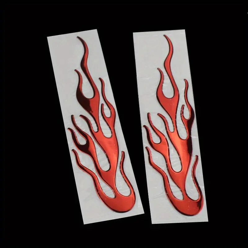 2PCS Universal Car Motorcycle 3D Flame Fire Reflective Sticker Racing Reflective Vinyl Decal Cruiser Chopper Cafe Racer Old School Automotive Accessories