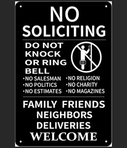 No Soliciting Sign for House Front Door,8 x 12 Inches -Aluminum- Do Not Knock or Ring Doorbell Family Friends Neighbors Deliveries Welcome No Silication Solicitors Soliciting Sign for Front Door Home House