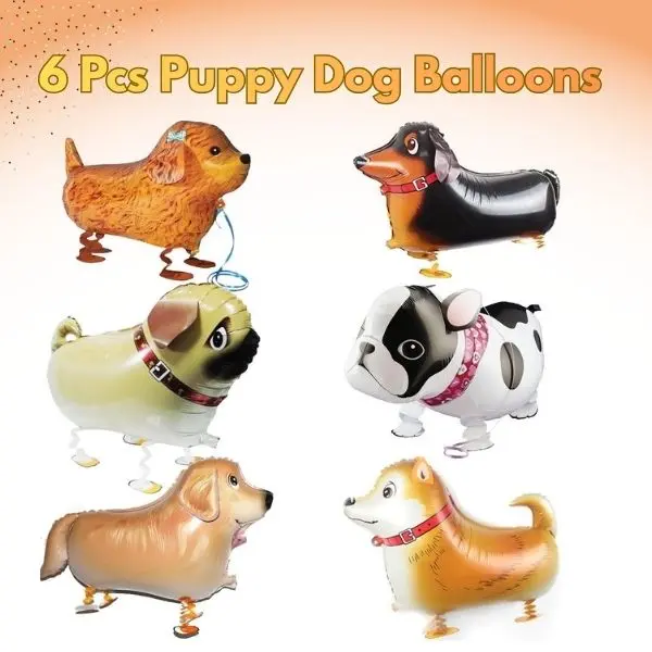 6 Pcs Puppy Dog Balloons – Walking Animal Balloons for Kids Birthday Parties, Pet Dog Party Supplies, Animal Theme Party Decorations