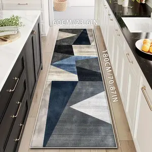 Geometric Pattern Kitchen Runner Rug, Kitchen Rugs, 1 Count Non-slip Soft Floor Mat, Stain Resistant Easy To Clean Machine Washable Durable Rug for Home Kitchen Living Room