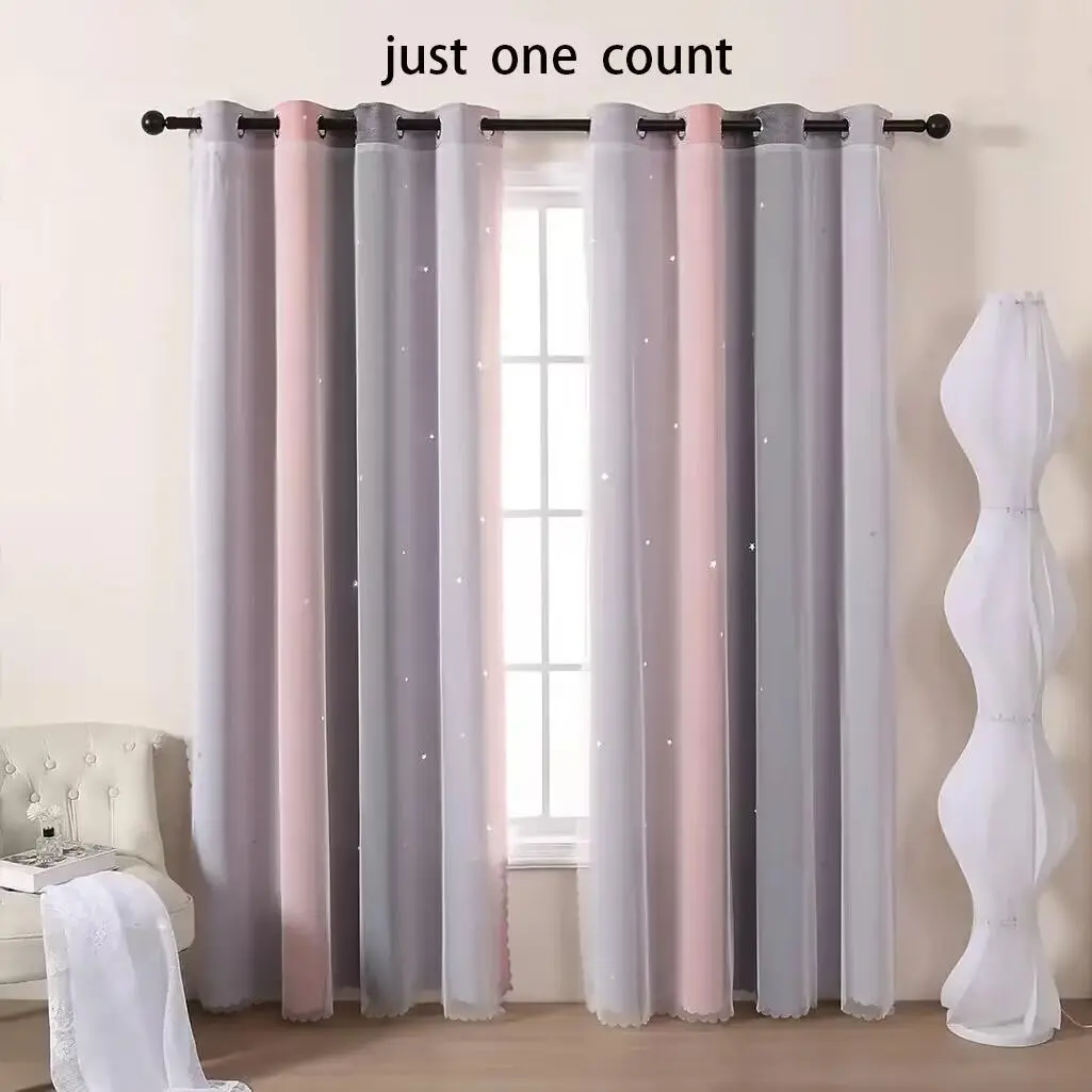 Star Pattern Hollow Out Curtain, 1 Piece Modern Window Curtain for Home Bedroom Decor, Grommet Curtains