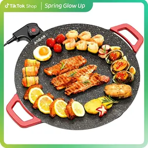 AORAN Portable Electric Comal, Indoor Smokeless Korean BBQ Grill, Non-stick Griddle for Tortillas, Adjustable Temperature Control, Asador de Carne TiktokShopBlackFriday