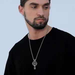 FaithHeart Claddage Celtic Knot Cross Necklace Stainless Steel