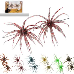 2Pcs Sea Urchin Soft Bait | Realistic Fuzzy Dice Fishing Lure for Bass & Perch | Floating TPR Swimbait with Reflective Stars | Artificial Worm Bait for Saltwater & Freshwater