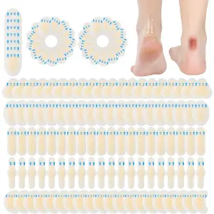 100 Pcs Blister Bandages Hydrocolloid Blister Pads for Heel Waterproof Adhesive Bandages Gel Blister Patches Protectors for Feet Toes Blister Prevention Bedroom Shoe