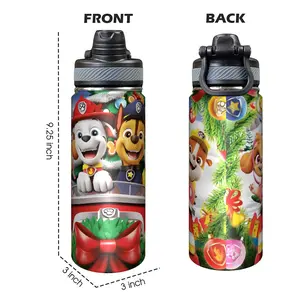 Paw Patrol Stainless Steel Insulated Water Bottle with Straw - Cute Cartoon Design - Portable & Non-Slip - 9.25 Inch x 3 Inch - Ideal for Christmas/Valentine's/Thanksgiving/New Year Gifts