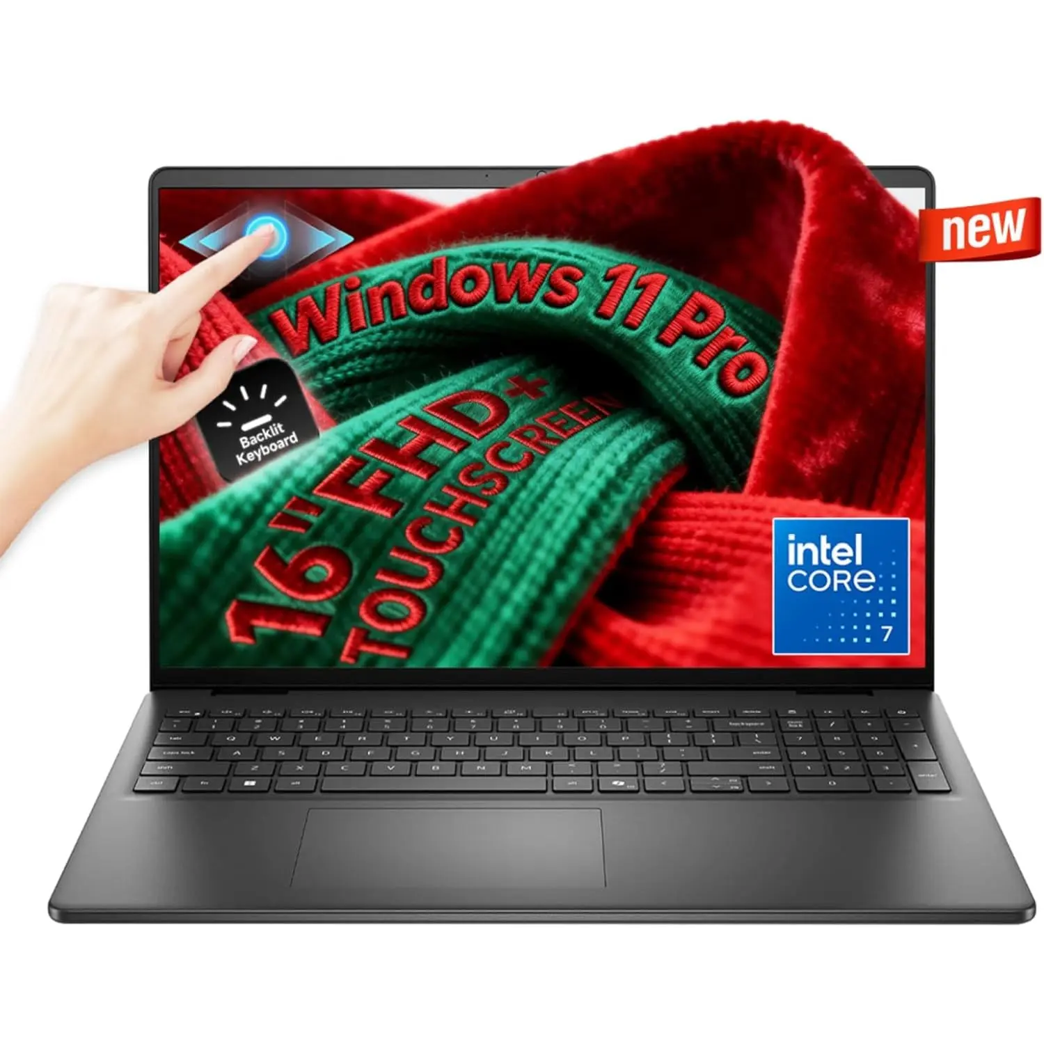 Dell 16 Touchscreen Laptop Computer - Intel 10-Core 7 150U (up to 5.4 GHz), 32 GB DDR5 RAM, 2 TB SSD, 16" FHD+ Touch Display, Backlit KB, Wi-Fi 6, Copilot AI, Windows 11 Pro, Black