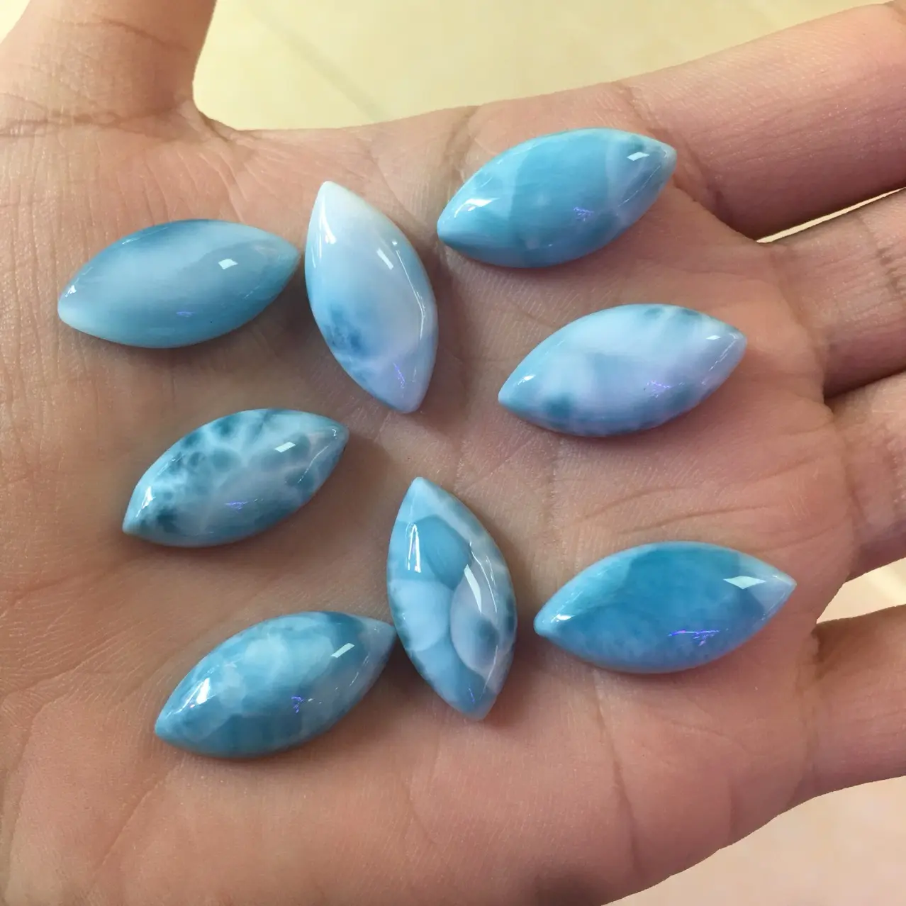 Natural Larimar Stone Processing Service, Custom Cut Cabochon Larimar Rough Polished Gemstone for Bracelet Necklace Jewelry Making